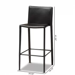 Baxton Studio Malcom Black Faux Leather Upholstered 4-Piece Bar Stool Set -Kitchen & Dining Furniture Sales Store Wholesale20Interiors20Inc 10804xx7