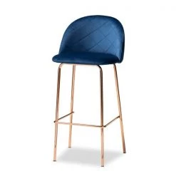 Baxton Studio Addie Blue Velvet Upholstered and Gold Finished 4-Piece Bar Stool Set -Kitchen & Dining Furniture Sales Store Wholesale20Interiors20Inc 10806xx2