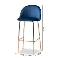 Baxton Studio Addie Blue Velvet Upholstered and Gold Finished 4-Piece Bar Stool Set -Kitchen & Dining Furniture Sales Store Wholesale20Interiors20Inc 10806xx7