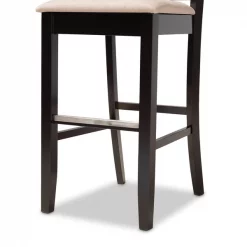 Baxton Studio Jason Sand Upholstered and Espresso Wood 2-Piece Bar Stool Set -Kitchen & Dining Furniture Sales Store Wholesale20Interiors20Inc 10850xx6