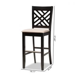 Baxton Studio Jason Sand Upholstered and Espresso Wood 2-Piece Bar Stool Set -Kitchen & Dining Furniture Sales Store Wholesale20Interiors20Inc 10850xx9