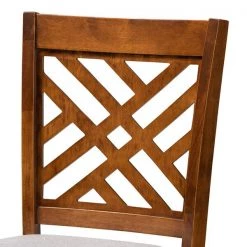 Baxton Studio Jason Grey Upholstered and Walnut Wood 2-Piece Bar Stool Set -Kitchen & Dining Furniture Sales Store Wholesale20Interiors20Inc 10852xx4