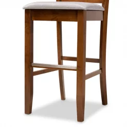 Baxton Studio Jason Grey Upholstered and Walnut Wood 2-Piece Bar Stool Set -Kitchen & Dining Furniture Sales Store Wholesale20Interiors20Inc 10852xx6