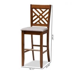 Baxton Studio Jason Grey Upholstered and Walnut Wood 2-Piece Bar Stool Set -Kitchen & Dining Furniture Sales Store Wholesale20Interiors20Inc 10852xx9