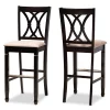 Baxton Studio Calista Sand Upholstered and Espresso Wood 2-Piece Bar Stool Set -Kitchen & Dining Furniture Sales Store Wholesale20Interiors20Inc 10853xx1