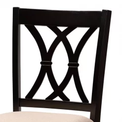 Baxton Studio Calista Sand Upholstered and Espresso Wood 2-Piece Bar Stool Set -Kitchen & Dining Furniture Sales Store Wholesale20Interiors20Inc 10853xx4