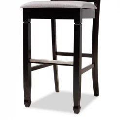 Baxton Studio Calista Grey Upholstered and Espresso Wood 2-Piece Bar Stool Set -Kitchen & Dining Furniture Sales Store Wholesale20Interiors20Inc 10854xx6
