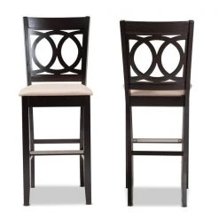 Baxton Studio Carson Sand Upholstered and Espresso Wood 2-Piece Bar Stool Set -Kitchen & Dining Furniture Sales Store Wholesale20Interiors20Inc 10856xx2
