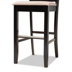 Baxton Studio Carson Sand Upholstered and Espresso Wood 2-Piece Bar Stool Set -Kitchen & Dining Furniture Sales Store Wholesale20Interiors20Inc 10856xx6