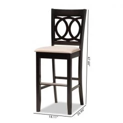 Baxton Studio Carson Sand Upholstered and Espresso Wood 2-Piece Bar Stool Set -Kitchen & Dining Furniture Sales Store Wholesale20Interiors20Inc 10856xx9