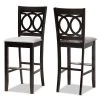 Baxton Studio Carson Grey Upholstered and Espresso Wood 2-Piece Bar Stool Set
