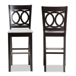 Baxton Studio Carson Grey Upholstered and Espresso Wood 2-Piece Bar Stool Set -Kitchen & Dining Furniture Sales Store Wholesale20Interiors20Inc 10857xx2