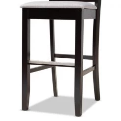 Baxton Studio Carson Grey Upholstered and Espresso Wood 2-Piece Bar Stool Set -Kitchen & Dining Furniture Sales Store Wholesale20Interiors20Inc 10857xx6