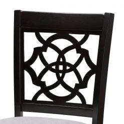 Baxton Studio Alexandra Grey Upholstered and Espresso Wood 2-Piece Bar Stool Set -Kitchen & Dining Furniture Sales Store Wholesale20Interiors20Inc 10860xx4