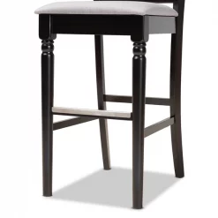 Baxton Studio Alexandra Grey Upholstered and Espresso Wood 2-Piece Bar Stool Set -Kitchen & Dining Furniture Sales Store Wholesale20Interiors20Inc 10860xx6
