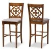 Baxton Studio Alexandra Grey Upholstered and Walnut Wood 2-Piece Bar Stool Set -Kitchen & Dining Furniture Sales Store Wholesale20Interiors20Inc 10861xx1