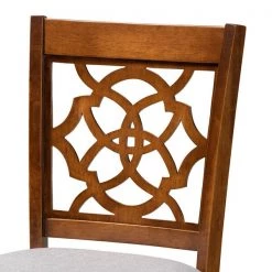 Baxton Studio Alexandra Grey Upholstered and Walnut Wood 2-Piece Bar Stool Set -Kitchen & Dining Furniture Sales Store Wholesale20Interiors20Inc 10861xx4