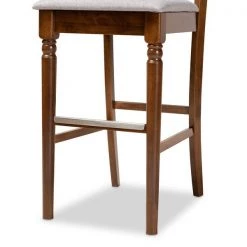 Baxton Studio Alexandra Grey Upholstered and Walnut Wood 2-Piece Bar Stool Set -Kitchen & Dining Furniture Sales Store Wholesale20Interiors20Inc 10861xx6