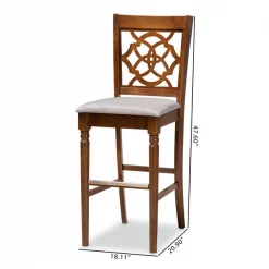 Baxton Studio Alexandra Grey Upholstered and Walnut Wood 2-Piece Bar Stool Set -Kitchen & Dining Furniture Sales Store Wholesale20Interiors20Inc 10861xx9