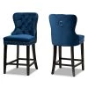 Baxton Studio Howell Modern Transitional Navy Blue Velvet and Dark Brown Finished Wood 2-Piece Counter Stool Set