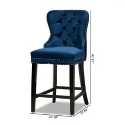 Baxton Studio Howell Modern Transitional Navy Blue Velvet and Dark Brown Finished Wood 2-Piece Counter Stool Set -Kitchen & Dining Furniture Sales Store Wholesale20Interiors20Inc 10961xx9xxee9bc7