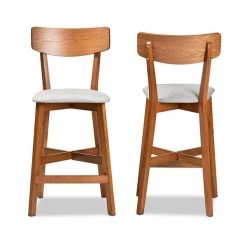 Baxton Studio Cameron Modern Grey Fabric and Walnut Brown Finished Wood 2-PC Counter Stool Set -Kitchen & Dining Furniture Sales Store Wholesale20Interiors20Inc 11015xx2xx4fc7e5
