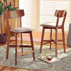 Baxton Studio Cameron Modern Grey Fabric and Walnut Brown Finished Wood 2-PC Counter Stool Set -Kitchen & Dining Furniture Sales Store Wholesale20Interiors20Inc 11015xx6xx959198