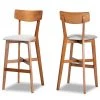 Baxton Studio Cameron Modern Grey Fabric and Walnut Brown Finished Wood 2-PC Bar Stool Set