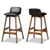 Baxton Studio Darrin Mid-Century Modern Black Faux Leather and Walnut Brown Finished Wood 2-Piece Bar Stool Set -Kitchen & Dining Furniture Sales Store Wholesale20Interiors20Inc 11018xx1xx101a52