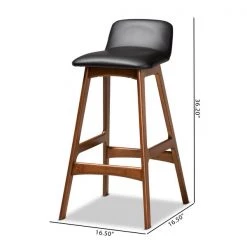 Baxton Studio Darrin Mid-Century Modern Black Faux Leather and Walnut Brown Finished Wood 2-Piece Bar Stool Set -Kitchen & Dining Furniture Sales Store Wholesale20Interiors20Inc 11018xx8xxd1be85