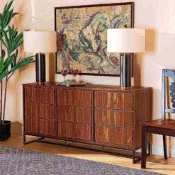 Baxton Studio Neil Modern Walnut Brown Finished Wood and Black Finished Metal 3-Door Dining Room Sideboard Buffet -Kitchen & Dining Furniture Sales Store Wholesale20Interiors20Inc 11214xx7xx194424