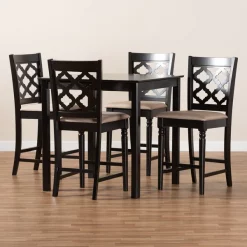 Baxton Studio Ramiro Modern and Contemporary Transitional Sand Fabric and Dark Brown Finished Wood 5-Piece Pub Set -Kitchen & Dining Furniture Sales Store Wholesale20Interiors20Inc 11375xx9776xx8xx005620