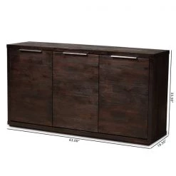 Baxton Studio Titus Modern and Contemporary Dark Brown Finished Wood 3-Door Dining Room Sideboard Buffet -Kitchen & Dining Furniture Sales Store Wholesale20Interiors20Inc 11399xx8xxea3982
