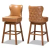 Baxton Studio Gradisca Modern Tan Faux Leather and Walnut Brown Finished Wood 2-PC Swivel Bar Stool Set -Kitchen & Dining Furniture Sales Store Wholesale20Interiors20Inc 11402xx1xx1049bf