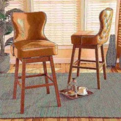 Baxton Studio Gradisca Modern Tan Faux Leather and Walnut Brown Finished Wood 2-PC Swivel Bar Stool Set -Kitchen & Dining Furniture Sales Store Wholesale20Interiors20Inc 11402xx7xx432c22