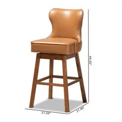 Baxton Studio Gradisca Modern Tan Faux Leather and Walnut Brown Finished Wood 2-PC Swivel Bar Stool Set -Kitchen & Dining Furniture Sales Store Wholesale20Interiors20Inc 11402xx9xx903c6d