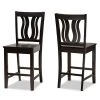 Baxton Studio Fenton Modern and Contemporary Transitional Dark Brown Finished Wood 2-Piece Counter Stool Set