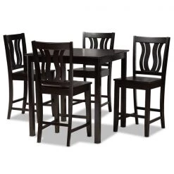 Baxton Studio Fenton Modern and Contemporary Transitional Dark Brown Finished Wood 5-Piece Pub Set