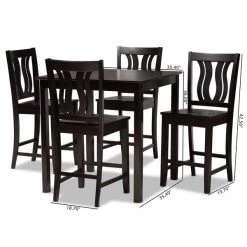 Baxton Studio Fenton Modern and Contemporary Transitional Dark Brown Finished Wood 5-Piece Pub Set -Kitchen & Dining Furniture Sales Store Wholesale20Interiors20Inc 11413xx9776xx9xx085dfb