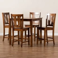 Baxton Studio Fenton Modern and Contemporary Transitional Walnut Brown Finished Wood 5-Piece Pub Set -Kitchen & Dining Furniture Sales Store Wholesale20Interiors20Inc 11415xx10903xx8xxfc0fbf