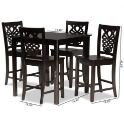 Baxton Studio Gervais Modern and Contemporary Transitional Dark Brown Finished Wood 5-Piece Pub Set -Kitchen & Dining Furniture Sales Store Wholesale20Interiors20Inc 11417xx9776xx9xx4f68bb