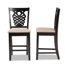 Baxton Studio Gervais Modern Sand Fabric and Dark Brown Finished Wood 2-PC Counter Stool Set -Kitchen & Dining Furniture Sales Store Wholesale20Interiors20Inc 11418xx3xx80bcf7