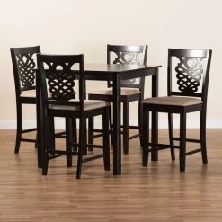 Baxton Studio Gervais Modern Sand Fabric and Dark Brown Finished Wood 5-PC Pub Set -Kitchen & Dining Furniture Sales Store Wholesale20Interiors20Inc 11418xx9776xx8xxfb04a8