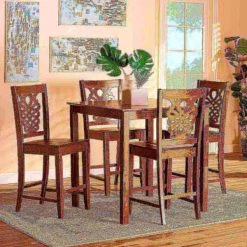 Baxton Studio Gervais Modern and Contemporary Transitional Walnut Brown Finished Wood 5-Piece Pub Set -Kitchen & Dining Furniture Sales Store Wholesale20Interiors20Inc 11419xx10903xx7xxddd8c9