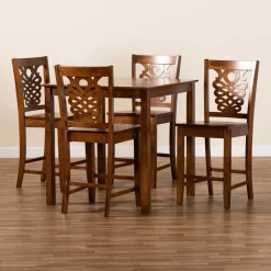 Baxton Studio Gervais Modern and Contemporary Transitional Walnut Brown Finished Wood 5-Piece Pub Set -Kitchen & Dining Furniture Sales Store Wholesale20Interiors20Inc 11419xx10903xx8xxa4d932