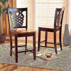 Baxton Studio Gervais Modern Two-Tone Dark Brown and Walnut Brown Finished Wood 2-PC Counter Stool Set -Kitchen & Dining Furniture Sales Store Wholesale20Interiors20Inc 11420xx6xx25c746