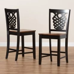 Baxton Studio Gervais Modern Two-Tone Dark Brown and Walnut Brown Finished Wood 2-PC Counter Stool Set -Kitchen & Dining Furniture Sales Store Wholesale20Interiors20Inc 11420xx7xx4438a5