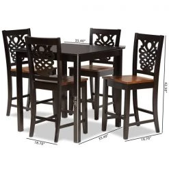 Baxton Studio Gervais Modern Two-Tone Dark Brown and Walnut Brown Finished Wood 5-PC Pub Set -Kitchen & Dining Furniture Sales Store Wholesale20Interiors20Inc 11420xx9776xx9xxb8974a