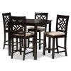 Baxton Studio Nicolette Modern and Contemporary Sand Fabric and Dark Brown Finished Wood 5-Piece Pub Set