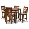 Baxton Studio Nicolette Modern and Contemporary Grey Fabric and Walnut Brown Finished Wood 5-Piece Pub Set